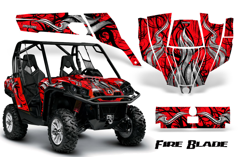 Can-Am Commander Graphics Kit Fire Blade Black Red RB